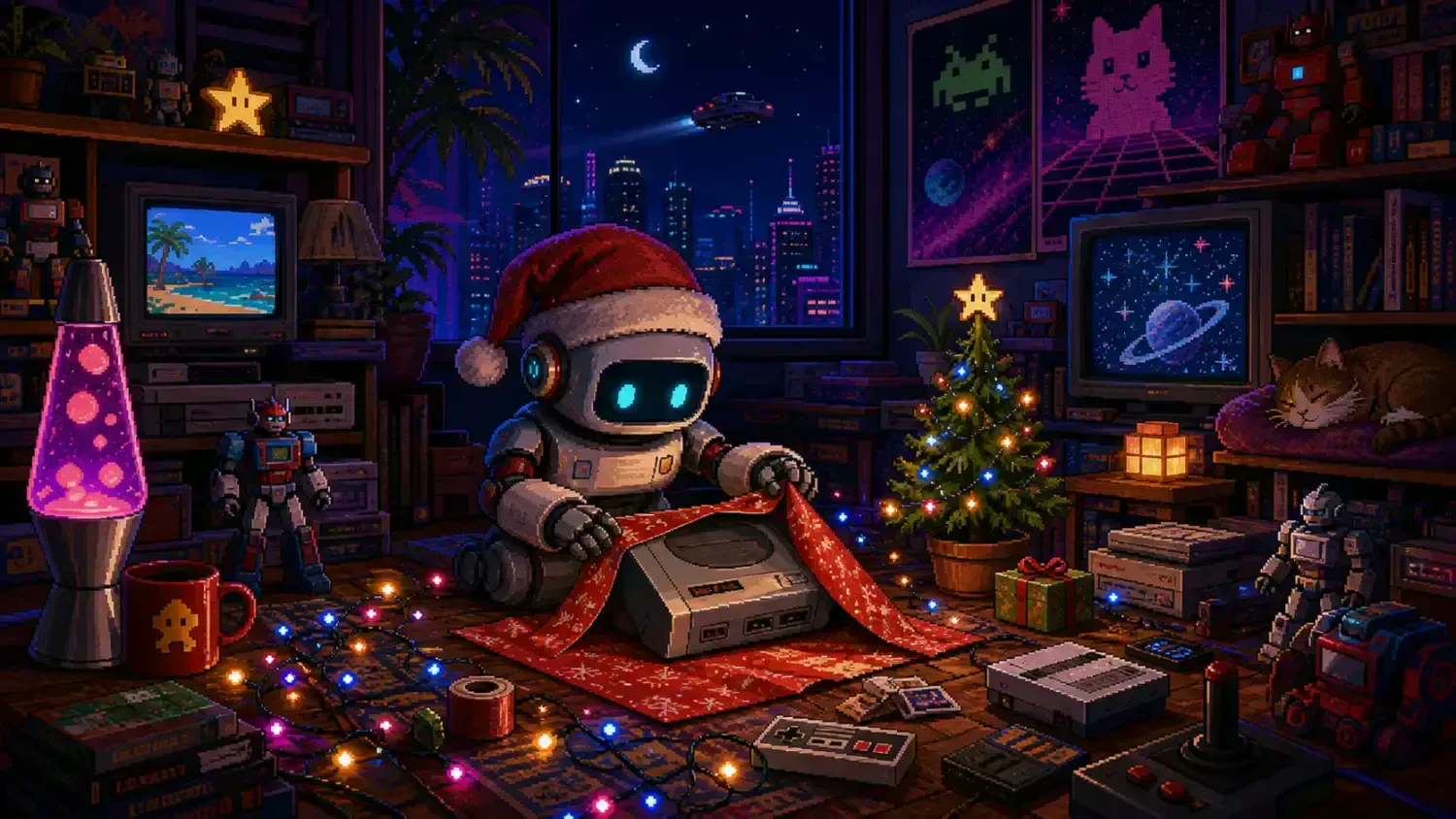 Pixel-art illustration for “Six months until Christmas”