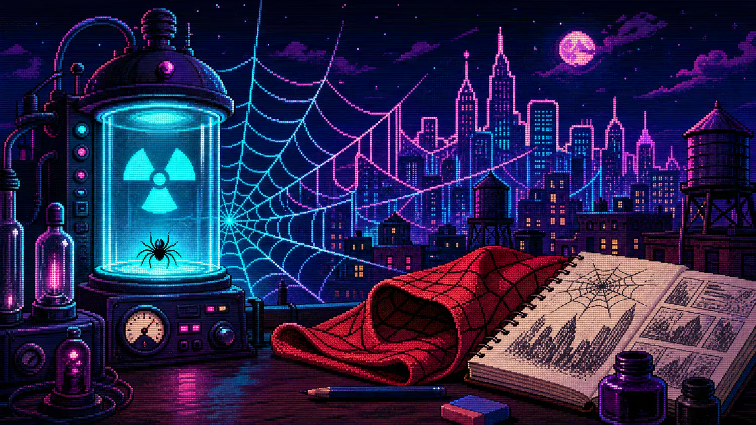 Spider-Man’s first appearance Pixel-art illustration for “Spider-Man’s first appearance”