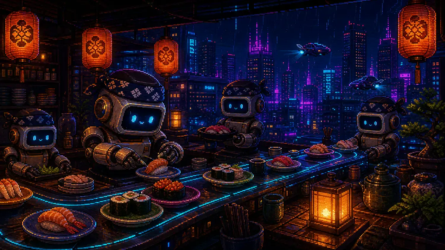 Sushi Day Pixel-art illustration for “Sushi Day”
