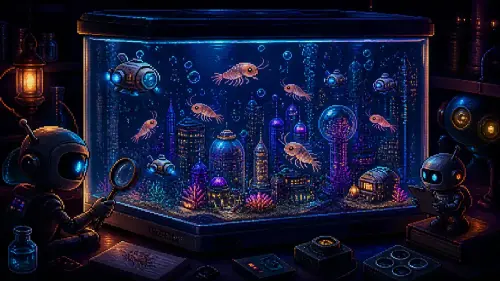 Pixel-art illustration for “Sea-Monkeys Day”