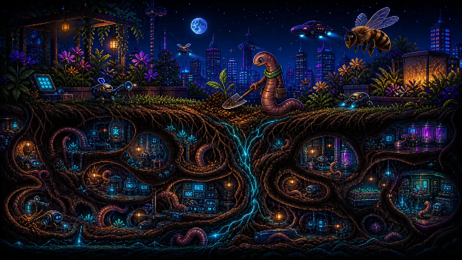 Pixel-art illustration for “Earthworm Day”