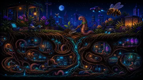 Pixel-art illustration for “Earthworm Day”