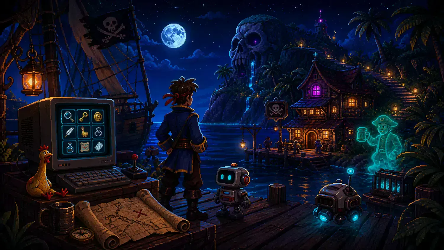 Pixel-Art-Illustration zu „33 Jahre Monkey Island“
